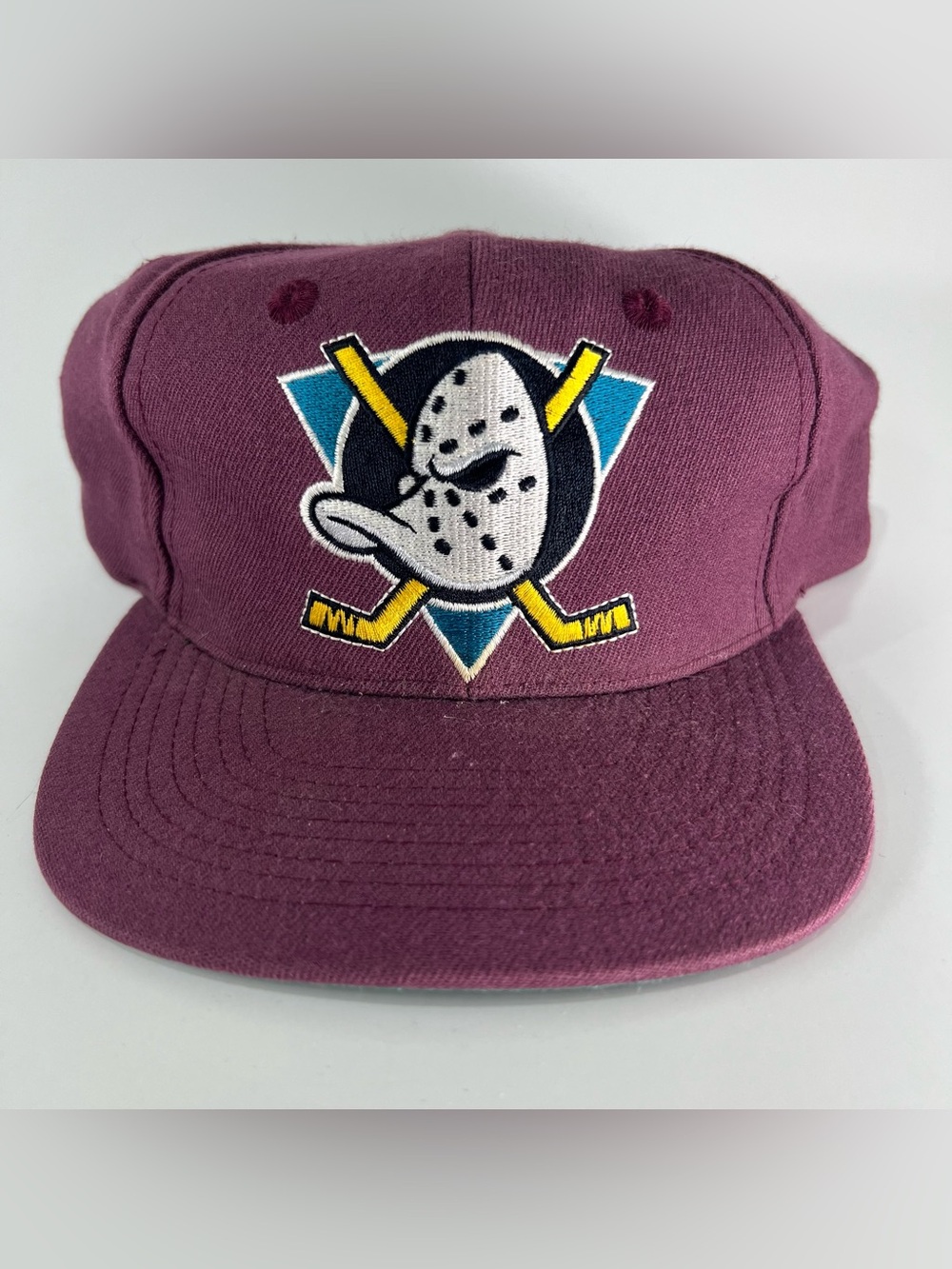 Anaheim Mighty Ducks Vintage Snapback Hat NHL Hockey Burgundy OS Authentic 90s